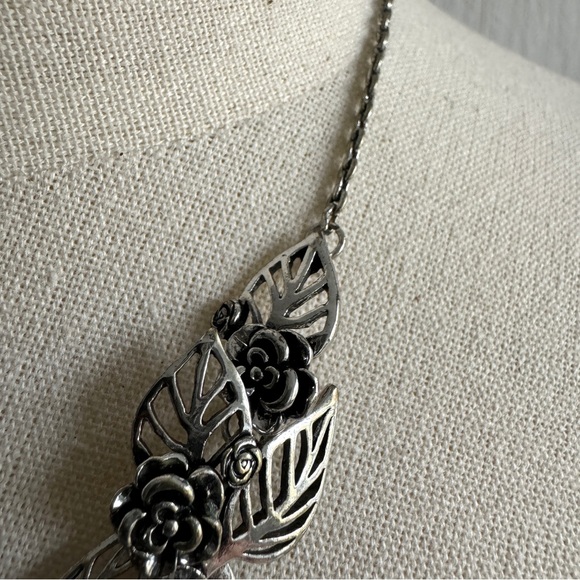 Leaf & Floral Drop Necklace - Picture 6 of 7